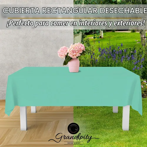 Vista 5 de Mantel de plástico de alta calidad - 54 in. x 108 pulgadas. Grandipity - Mantel rectangular (6 y 12 unidades), Agua (Aqua)