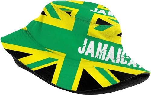 Vista 2 de Mbzutay Sombrero de pescador retro de Jamaica a la moda, unisex, sombrero de playa, sombrero de pescador, sombrero de bandera de Jamaica