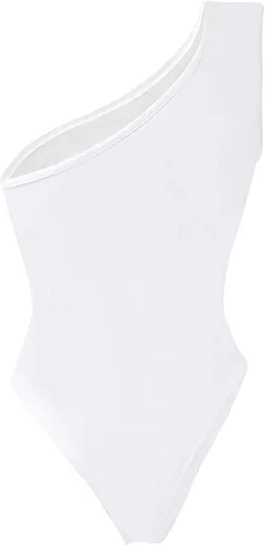 Vista 6 de Kelisky MISSACTIVER Women's Sexy One Shoulder Sleeveless Solid One Piece Bodysuit
