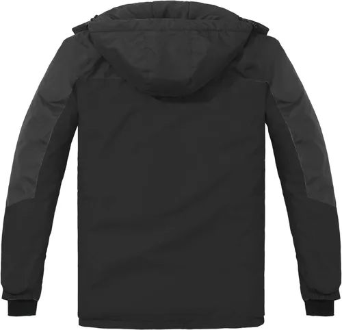 Vista 3 de Spmor Chaqueta de esquí impermeable con capucha para hombre, abrigo de snowboard cálido para invierno, resistente al viento, para la nieve