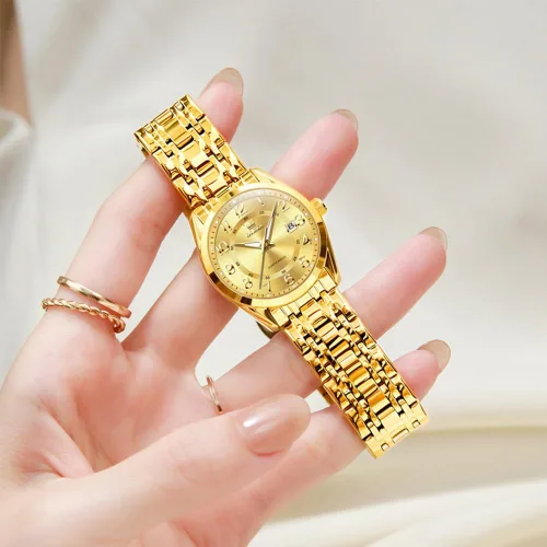 Vista 9 de OLEVS Reloj de pulsera de cuarzo para mujer, de acero inoxidable, impermeable, luminoso, fecha, fácil de leer, para mujer