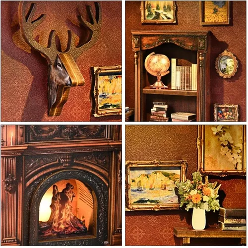 Vista 7 de Kits de rincón de libros para adultos, rompecabezas de madera 3D para casa de muñecas, estantería en miniatura para casa de muñecas, decoración