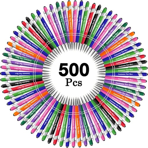 Vista 75 de Hasta 500 bolígrafos personalizados a granel con logotipo de mensaje de nombre comercial, bolígrafos grabados personalizados con lápiz óptico