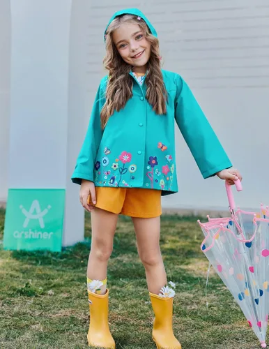 Vista 5 de Arshiner Chaqueta impermeable con capucha para niñas y niños