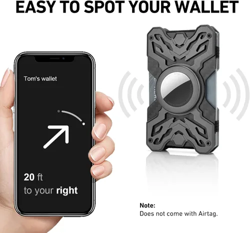 Vista 4 de Cartera táctica para hombre, cartera de metal delgada y minimalista de fibra de carbono, clip de dinero de acero inoxidable, bloqueo RFID, tarjetero