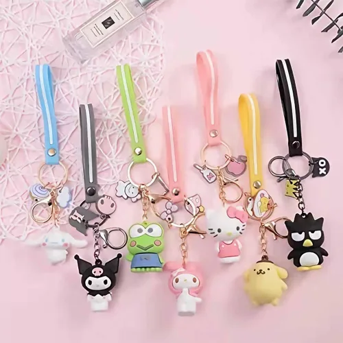 Vista 5 de XUEFU Juego de 7 llaveros lindos de dibujos animados de anime, colgante de figura de dibujos animados kawaii accesorios para mujeres