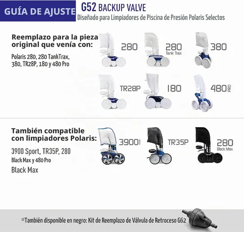 Vista 5 de Polaris G52 Válvula de repuesto para aspiradora 180/280/380/480 G-52 original, N/A, Blanco