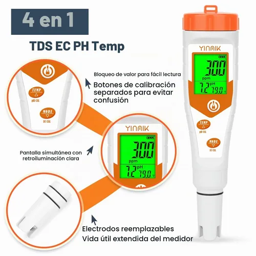 Vista 4 de Probador hidropónico del pH de la EC, ppm simultáneos del pH de la exhibición para el agua del depósito Continuous Monitoring of pH Conductivity