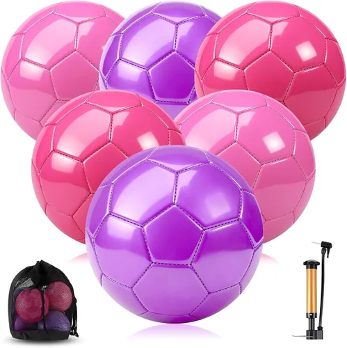Vista 6 de Realspring Balones de fútbol desinflados a granel con bolsa de inflador, operación de Navidad, tamaño oficial, fútbol para jóvenes, al aire libre