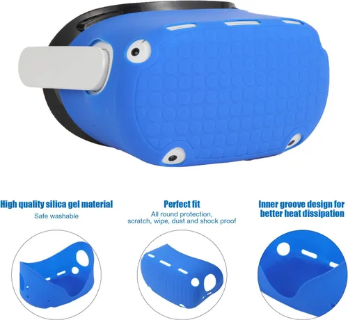 Vista 7 de VR Accessories Suitable for Oculus Quest 2VR Controller Grips CoverVR Shell CoverVR Facial Vent Interface Bracket Accessories 3-in-1 SetBlue8Pcs Set
