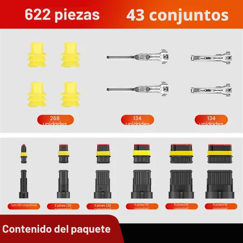 Vista 7 de Nilight 622 piezas conectores eléctricos de 1 2 3 4 5 6 pines, enchufe terminal macho hembra, conectores de cable impermeables, juego de conexión