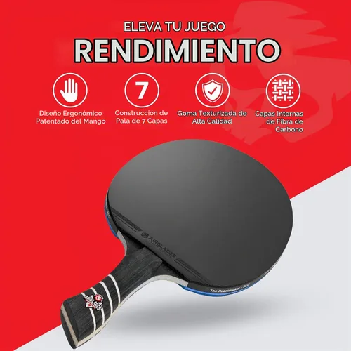 Vista 3 de The Peace Maker ALC - Professional Ping Pong Paddle - Carbon Fiber Table Tennis Racket Producing Maximum Spin & Control for All Levels - Hard Carry