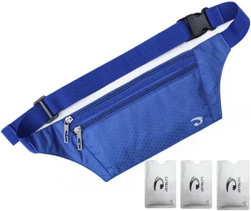 Vista 87 de Bolsa de cintura ultrafino con ranuras c/visualización para tarjeta de crédito, para deportes, aire libre, correr, caminar, viajes.