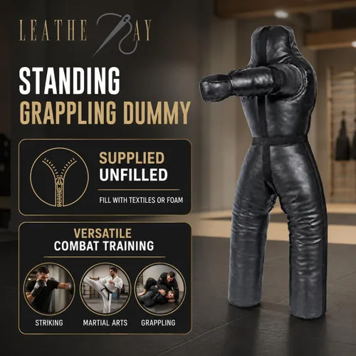 Vista 5 de Jiu Jitsu Judo Saco de boxeo Grappling Maniquí posición de pie Lucha Lucha Lanzamiento BJJ Dummy Jiu Jitsu Saco de boxeo Negro -Sin relleno