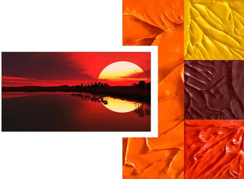 Vista 4 de Sunshine Smash 3D Plaster Relief Wall Sculpture Tiles Acrylic, MDF Wood, Mixed Media,Abstract, Modern Design, Mix and Match Red (Orange)