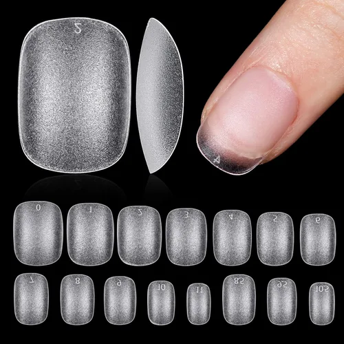 Vista 31 de TOMICCA Puntas de uñas extra cortas en forma de ataúd, 240 piezas de uñas postizas acrílicas de cobertura completa para manicura con extensión, 15