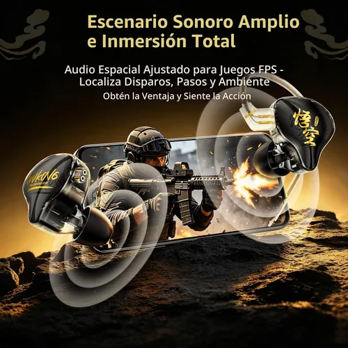 Vista 6 de KBEAR K01 PRO Auriculares con cable para juegos, monitor HIFI