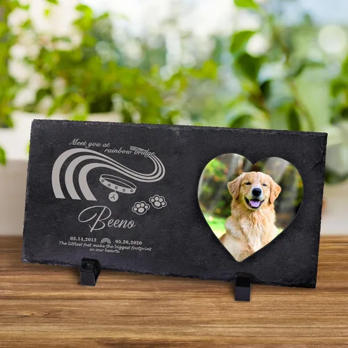 Vista 9 de Farfume Piedras conmemorativas personalizadas para mascotas con foto y texto Marcadores personalizados para tumbas para mascotas Lápidas