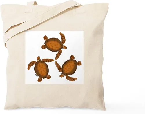Vista 21 de CafePress Bolso de mano de tortuga para bebé, bolsa de lona natural, bolsa de compras reutilizable