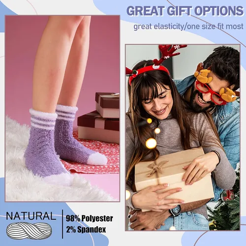 Vista 5 de ANTSANG Womens Fuzzy Socks Slipper Winter Fluffy Cozy Cabin Warm Soft Fleece Comfy Home Socks