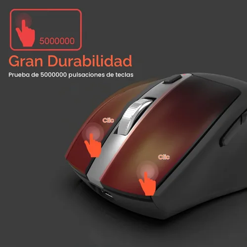 Vista 4 de Arteck Ratón inalámbrico, ratón óptico ergonómico inalámbrico USB de 2.4 G, con receptor Nano USB, botones de interruptor lateral silencioso