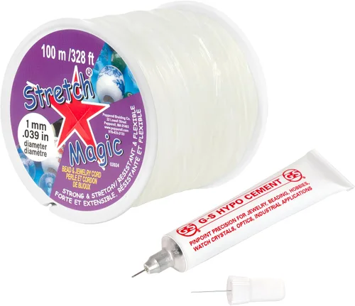 Vista 9 de Stretch Magic Cordón de cuentas y joyas, fuerte y elástico, fácil de anudar, color transparente, 0.028 in de diámetro, carrete de 328.1 ft