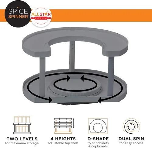 Vista 3 de Allstar Innovations Organizador y soporte de especias de dos niveles que ahorra espacio, mantiene todo ordenado, organizado y al alcance
