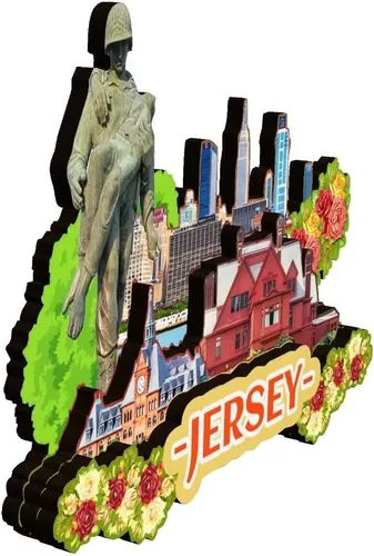 Vista 2 de Jersey City New Jersey USA - Imán de nevera, diseño de madera, recuerdos, colección creativa, hecho a mano, viajes, oficina, regalos de paisaje