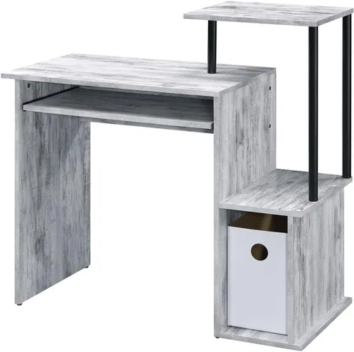 Vista 7 de Acme Lyphre - Escritorio rectangular de madera para computadora con bandeja para teclado en color negro
