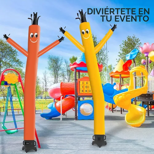 Vista 6 de MOUNTO Hombre tubo inflable de 10 pies que baila con el paso del aire para señal de tienda (naranja)