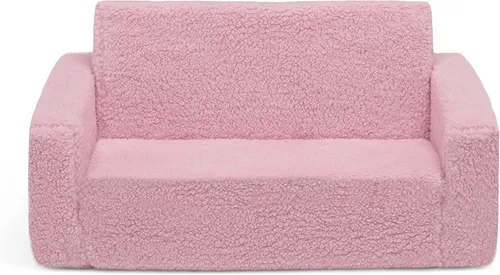 Vista 14 de Delta Children Cozee - Sofá convertible 2 en 1 de sherpa abatible para niños, color rosa