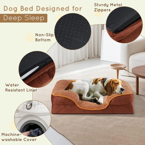 Vista 4 de Simple Deluxe Cama ortopédica extragrande para perro, cama para perro de espuma viscoelástica de 42 pulgadas con funda extraíble impermeable