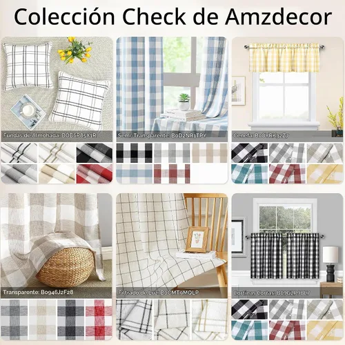 Vista 7 de Amzdecor Juego de 2 fundas de almohada a cuadros de búfalo de 18 x 18 Línea Beige