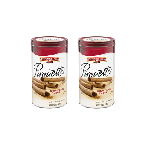 Vista 14 de Pepperidge Farm Pirouette Galletas, Obleas rellenas con créme de chocolate y turrón, 13.5 onzas en lata