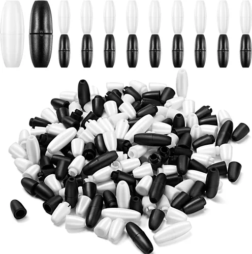 Vista 10 de WILLBOND 100 cierres separables para collares, cierres de pulsera de seguridad de plástico para cordón, conectores de barril de cuentas para Negro