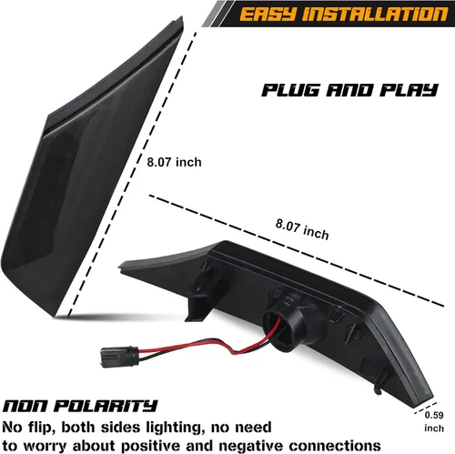 Vista 4 de NDRUSH Luces de marcador laterales delanteras con lente ahumada LED Sidermarker compatible con Honda Civic 2016 2017 2018 2019 2020 2021