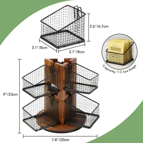 Vista 7 de HTB Acacia Wood Tea Bag Holder