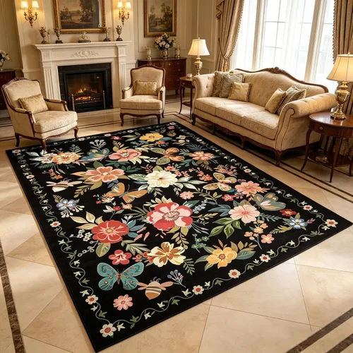 Vista 76 de UKELER Tapete antideslizante para puerta, alfombras de acento modernas para entrada, estilo romántico campestre americano, alfombras de algodón