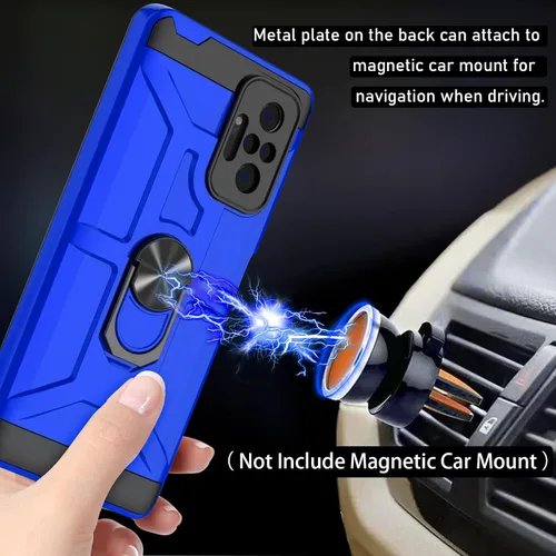 Vista 3 de Funda para Xiaomi Redmi Note 10 Pro, Redmi Note 10 Pro MAX con 3 protectores de pantalla de vidrio templado, soporte de anillo integrado y soporte