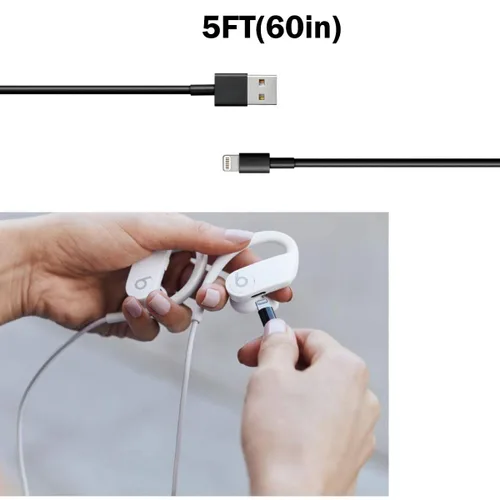 Vista 8 de Cable Lightning de repuesto para Apple Beats, cable de carga para auriculares inalámbricos Beats Powerbeats Pro, Beats X, Beats Solo Pro, Beats by