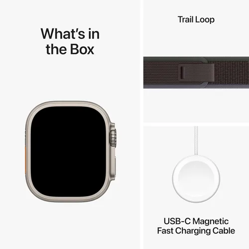Vista 6 de Apple Watch Ultra 2 [GPS + Celular 49mm] Smartwatch con caja de titanio resistente y correa Blue/Black Trail Loop S/M. Rastreador de fitness