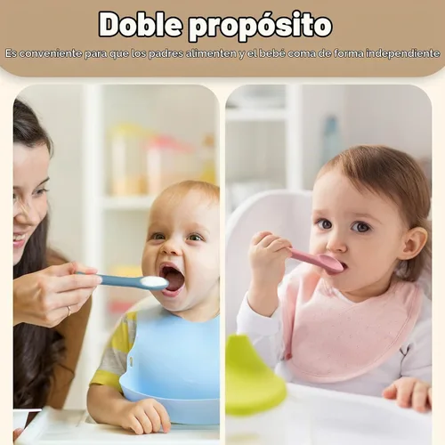 Vista 6 de Aedida Cucharas de silicona para bebés de 5 piezas, juego de cucharas de primera etapa para bebés de 6 meses, cucharas de punta suave para bebés