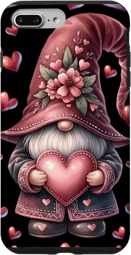 Vista 12 de iPhone 11 Pro Max - Funda con diseño de corazón para mujer, diseño retro de gnomo de amor para el día de San Valentín