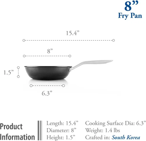 Vista 5 de Colección Onyx de TECHEF con nuevo revestimiento antiadherente de teflón platinum (PFOA)., 8", Negro