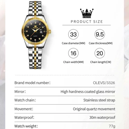 Vista 6 de OLEVS Relojes para mujer con diamantes de lujo para mujer, relojes analógicos de cuarzo resistente al agua, fecha de día, reloj de pulsera de acero