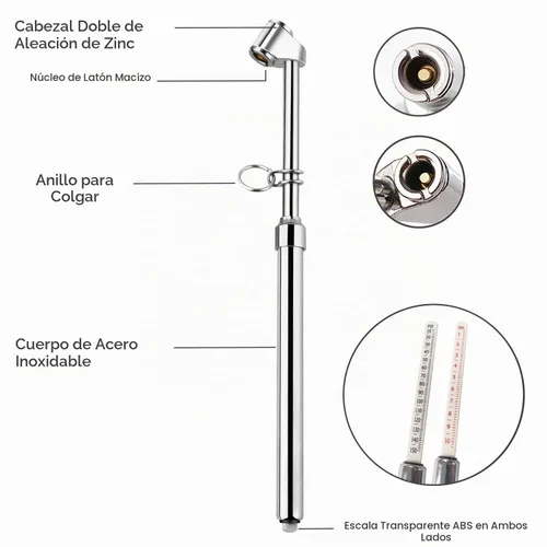 Vista 2 de ATsafepro Medidor de presión de neumáticos para semirremolque, rango de calibre de neumáticos de alta resistencia a 150 PSI/10 bar, medidor