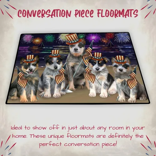 Vista 4 de Doggie of the Day Blue Heeler Dogs Floor Mat - 4th of July Independence Day - Best Dog Doormat - Protector Decor - Unique Portrait Art - Premium