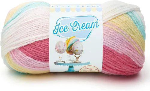 Vista 45 de Lion Brand Yarn, Hilo para Bebé Ice Cream para tejer, ganchillo y manualidades, Baseball Nut, 1 paquete, fibra acrílica colorida de peso DK
