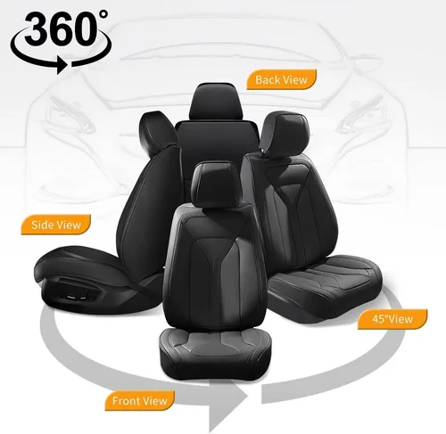 Vista 7 de Car Seat Covers Fit for Jeep Compass 2012-2025 Breathable Leather Seat Cusion Fit for Compass (2 Seat,Black)