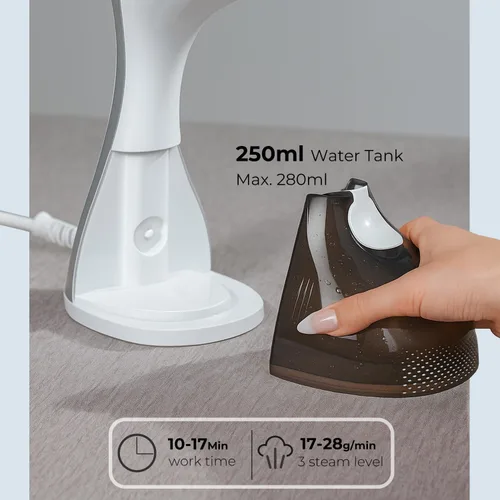 Vista 8 de Vaporizador para Ropa, Calentamiento de 20S, 1500W y 3 Configuraciones de Vapor, Suela de Cerámica con 13 Ventilaciones, Plancha de Ropa 2-en-1